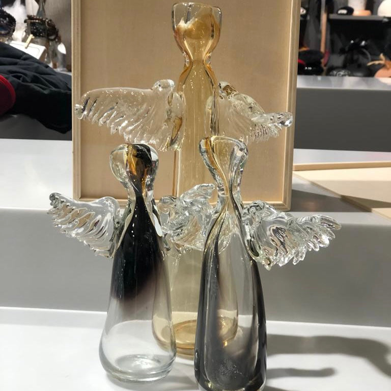 Hand blown glass vases with Angel wings x2 newest